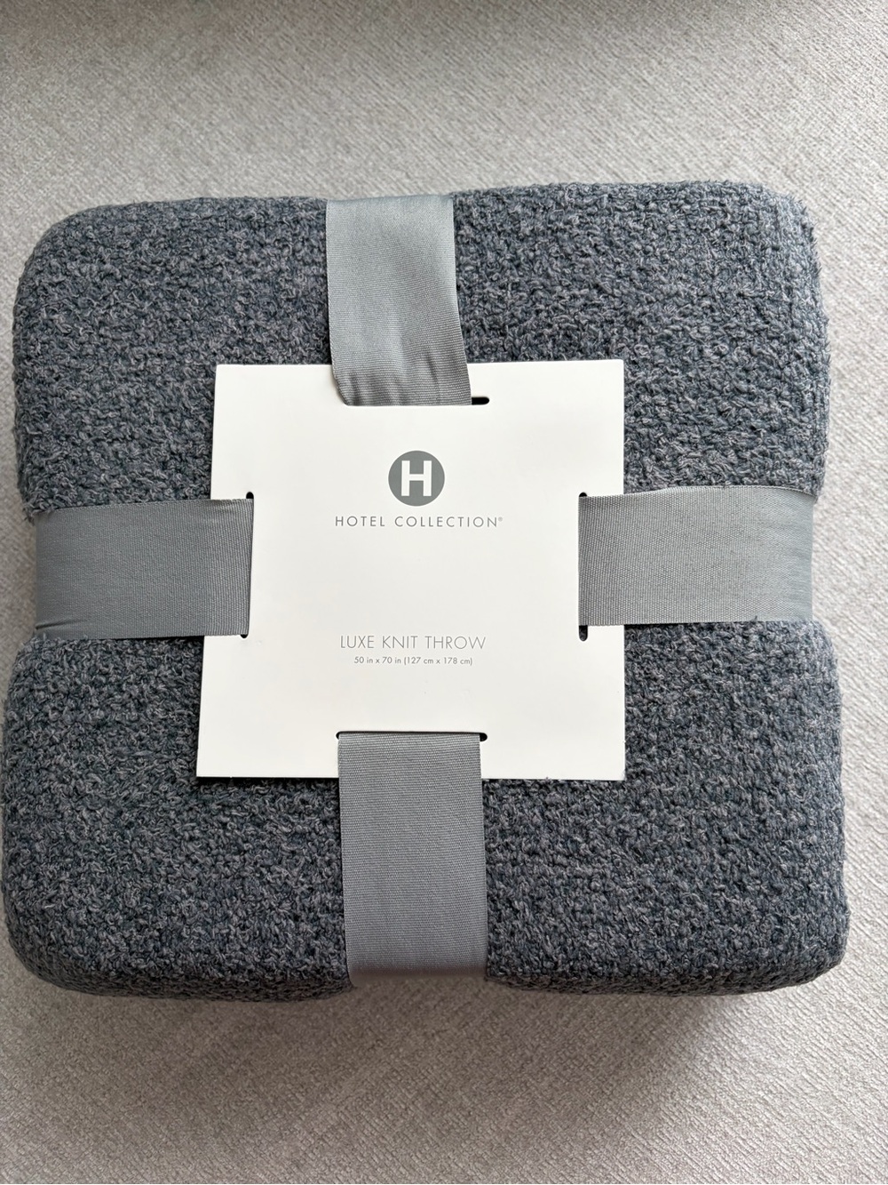 NEW Hotel Collection Luxe Knit Throw Blanket Gray 50” x 70” Macy’s $130
